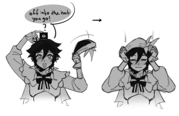 Loved this idea 
I keep thinking of Venti putting him into his hat pocket dimension 