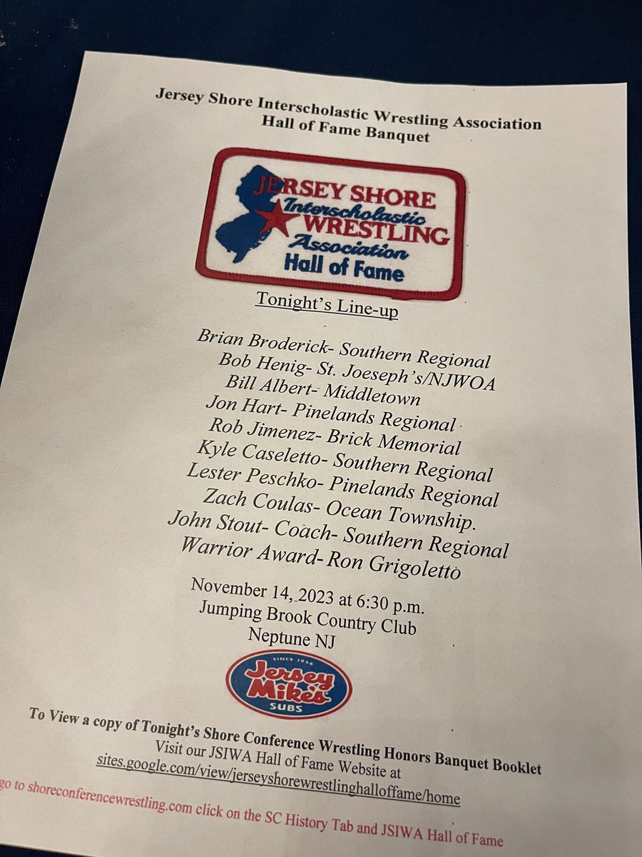 I was honored to introduce my friend and teammate Rob Jimenez into the <a href="/JSIWAHOF/">The J.S.I.W.A. HOF</a>  Hall of Fame. Congratulations to all of this evenings inductees.