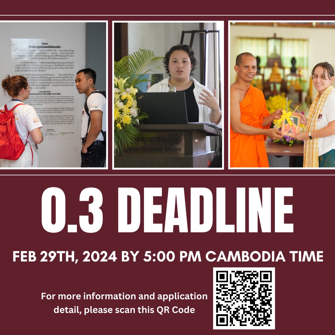 ckscambodia's tweet photo. The Center for Khmer Studies is thrilled to announce the call for applications for the Junior Resident Fellows Program 2024 is now open.
For more information and application details, please visit: https://t.co/ZRj4cXReu6
#CKS #JuniorResidentFellowsProgram #JRFP #Cambodia https://t.co/MO0ltPWBtP