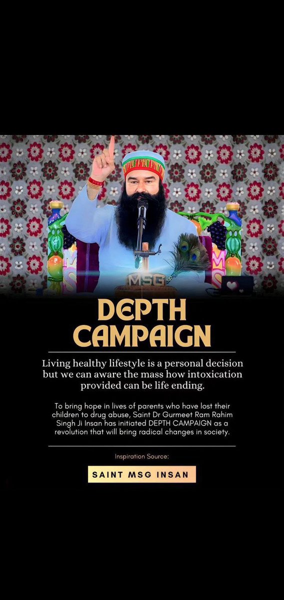 imGurmukh_Gure's tweet photo. Saint MSG goal is to make the entire #DrugFreeNation
 Who started it by running a DEPTH Campaign , the symptoms of which are visible in the society.
  Many youth are giving up drug addiction and living a civilized life.
@DSSNewsUpdates https://t.co/Q9LV0dCIoe