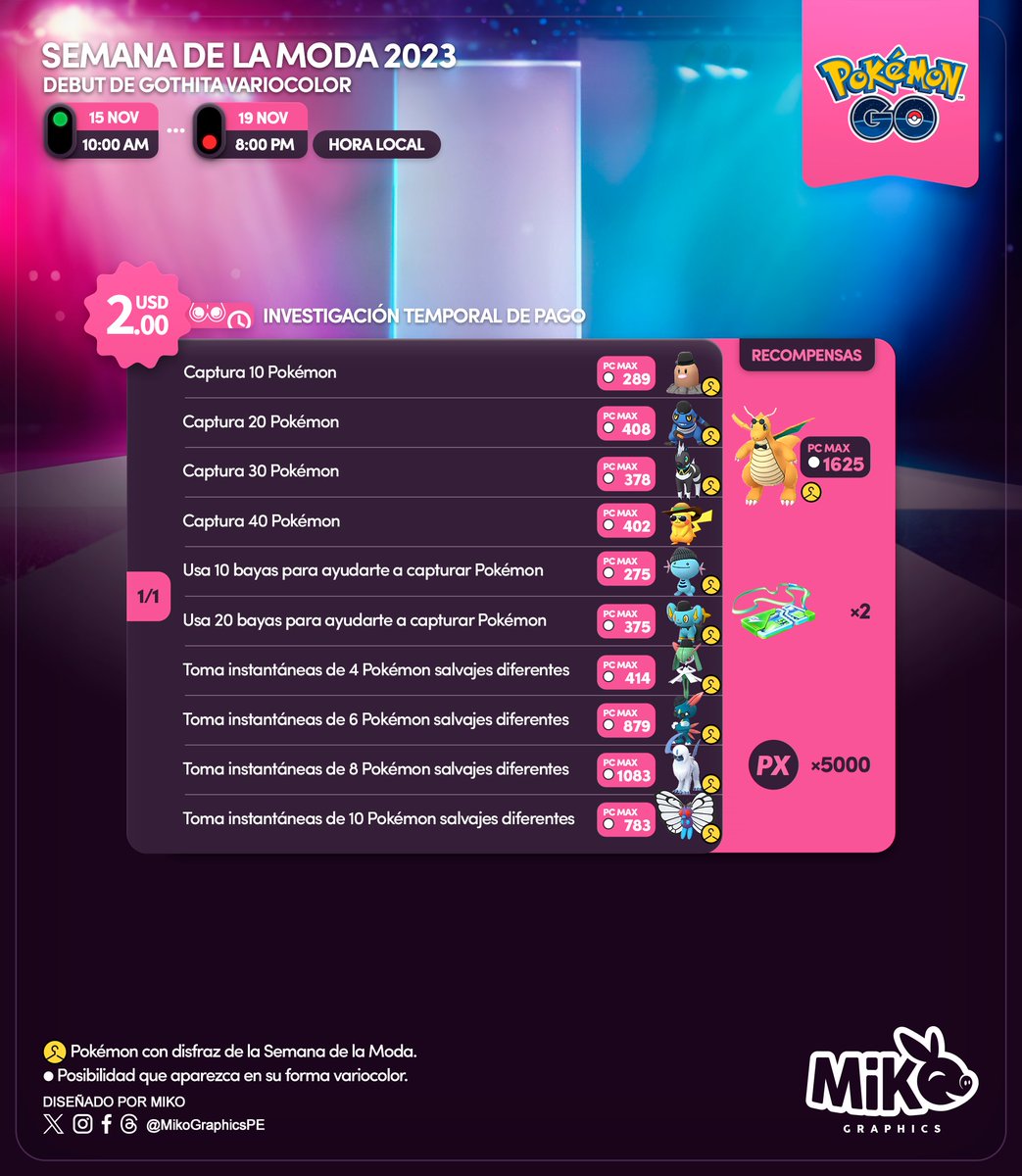 MikoGraphicsPE's tweet photo. 🇪🇸
El evento Semana de la Moda 2023 comenzará pronto
Aquí todos los detalles

#PokemonGO #PokemonGOApp #G2G #Mikographics https://t.co/WxO9FHNfSw