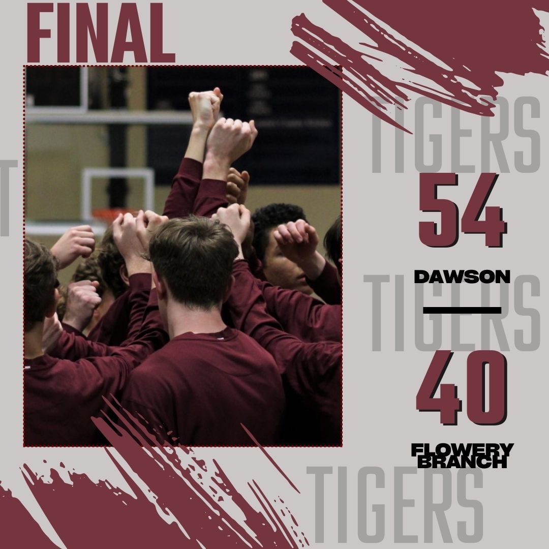 @Dawson_Hoops took down the Flowery Branch Falcons in a hard fought 54-40 team victory! Tigers were led by @CadenReed19 - 17pts @EthanP200624 - 15pts, 5asts @treyharvey_ - 11pts The Tigers will be back in action this Saturday in the North Forsyth Raider Classic @ 5:30!