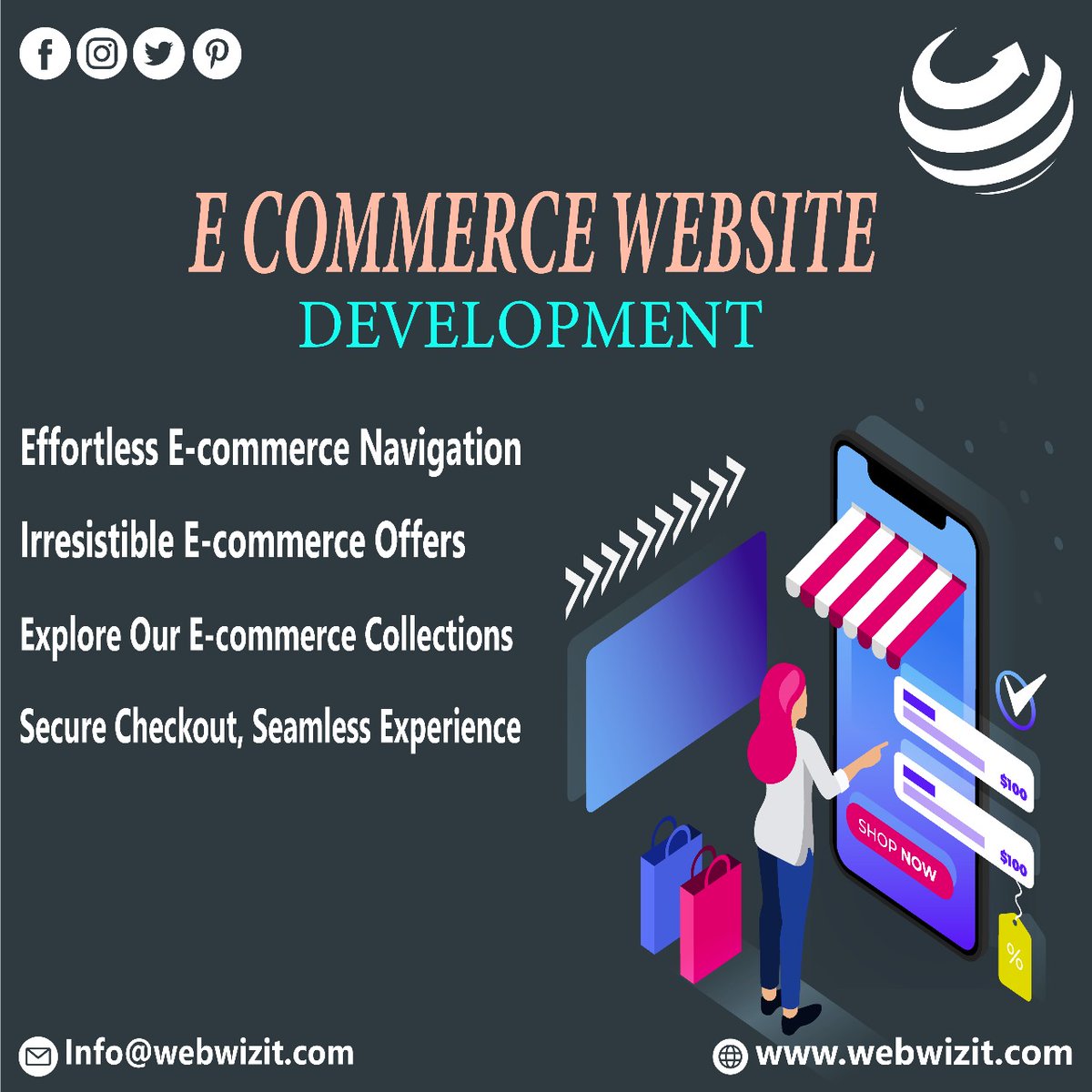 WebWiziT's tweet image. Elevate your online presence with Web Wiz! Explore the future of e-commerce with our cutting-edge website development services.
 Let&apos;s build your digital success story together! 
webwizit.com 
#WebWiz #ecommerce #ecommercedeveloment #websitedevelopment