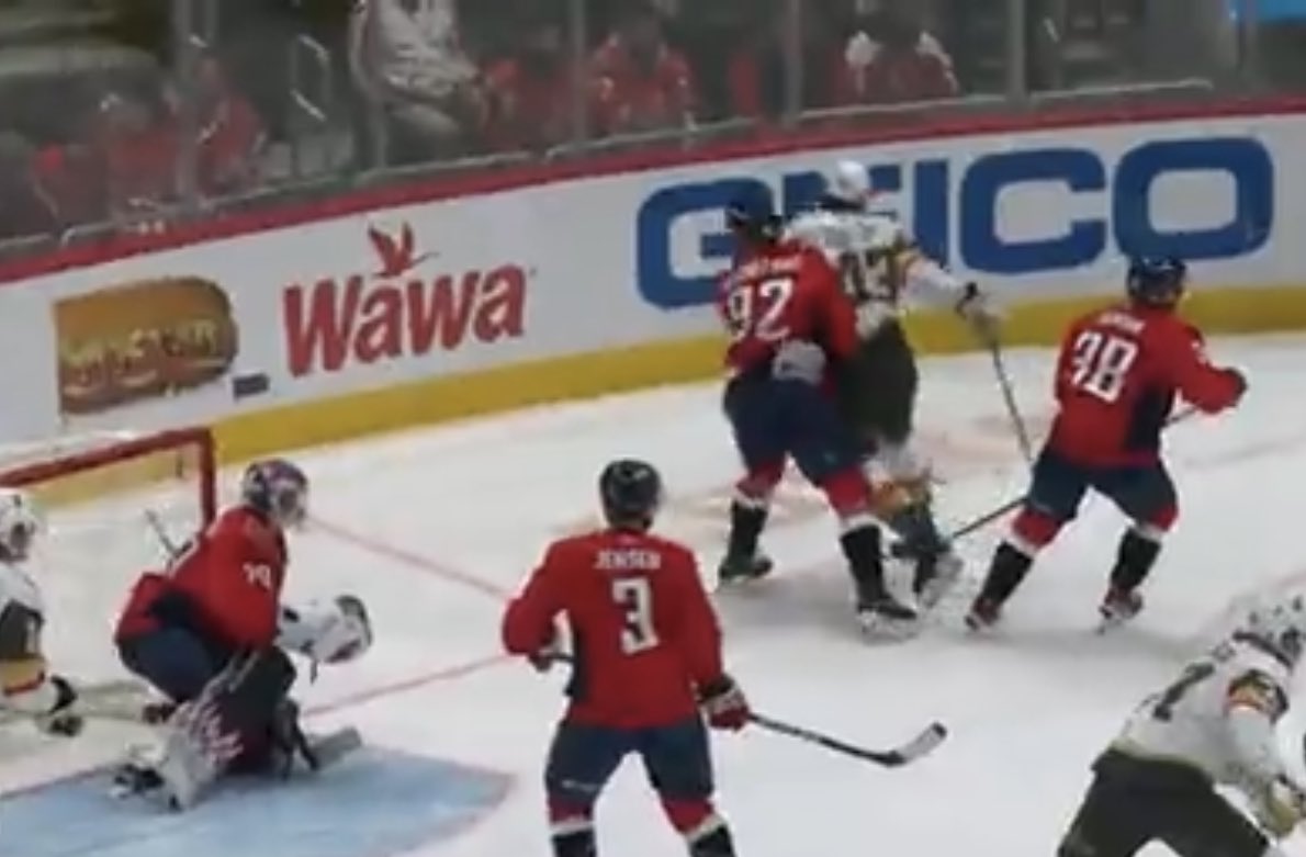 sandropacheco71's tweet photo. #LasVegasGoldenKnights forward #PaulCotter was assessed a game penalty for an illegal check to the head of #WashingtonCapitals forward #EvgenyKuznetsov on Tuesday November 14, 2023. #NHL #MakingHistory #VegasBorn #ALLCAPS https://t.co/hLuB1ItN1f