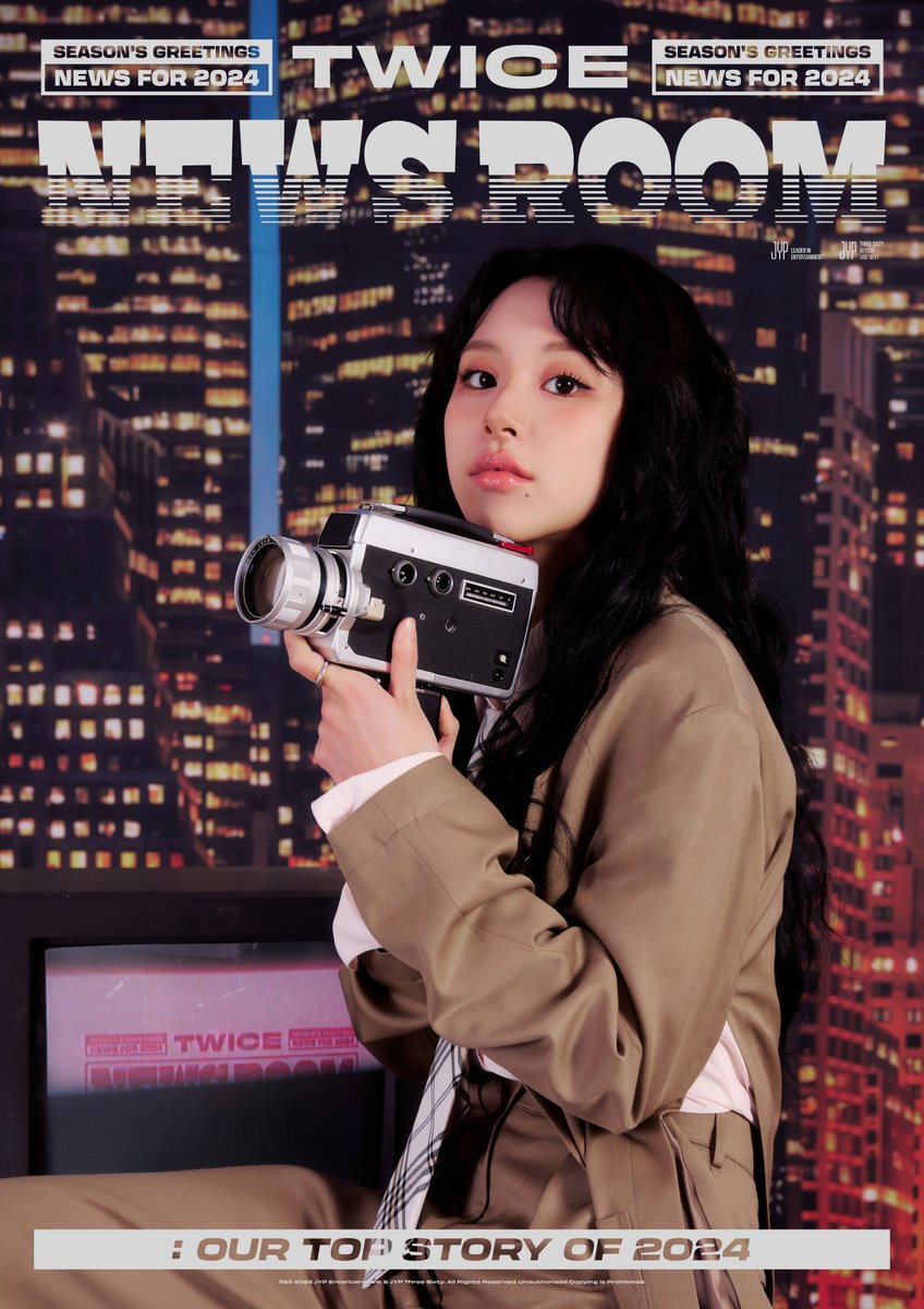 JYPETWICE's tweet image. TWICE SEASON’S GREETINGS 2024
TWICE NEWS ROOM : Our Top Story of 2024🎥

#CHAEYOUNG #채영

PRE-ORDER│2023.11.07 TUE - 2023.11.15 WED (KST)

#TWICE #트와이스
#TWICE_NEWS_ROOM
#2024SEASONSGREETINGS