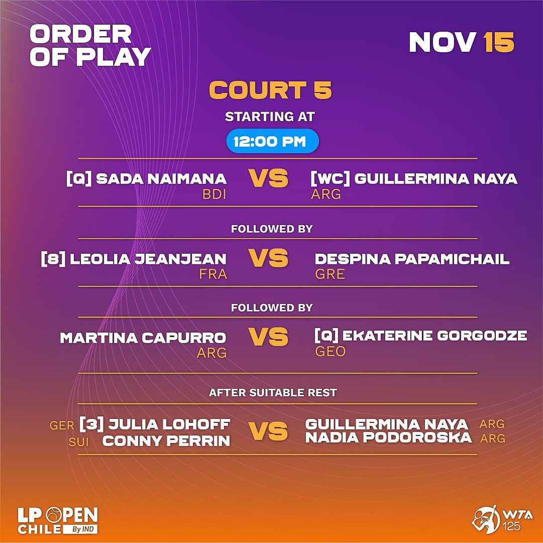 👀 ¡ESTO NO PARA! 

😍 Antes de irnos a dormir, les dejamos los PARTIDAZOS de este miércoles. 

🔝 <a href="/MayarSherif_1/">Mayar Sherif</a> comienza la defensa de la corona ante Julia Riera 🔥
3️⃣ chilenas lucharán en el dobles

1️⃣2️⃣ compromisos de primer nivel🍿

🎟️  <a href="/puntoticket/">Punto Ticket</a> 🙌