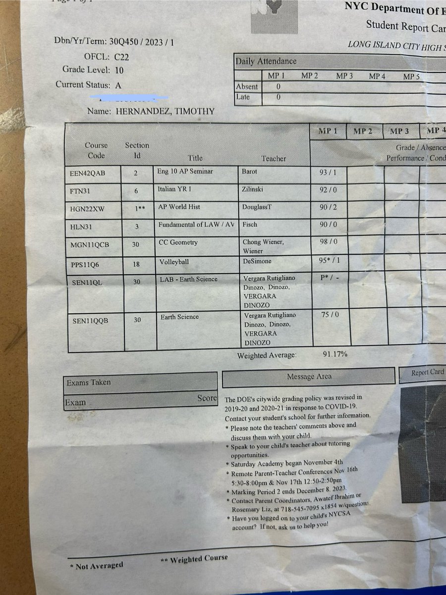 Timothy Hernandez (@timh_3) on Twitter photo Received my marking period one report card,finished off strong with a 91% average and made honor roll. Continuing to represent what a student athlete does. Not settling for this though. Becoming a better student and athlete is the goal.<a href="/CoachG_LIC/">Coach Giardina</a> Received my marking period one report card,finished off strong with a 91% average and made honor roll. Continuing to represent what a student athlete does. Not settling for this though. Becoming a better student and athlete is the goal.<a href="/CoachG_LIC/">Coach Giardina</a>