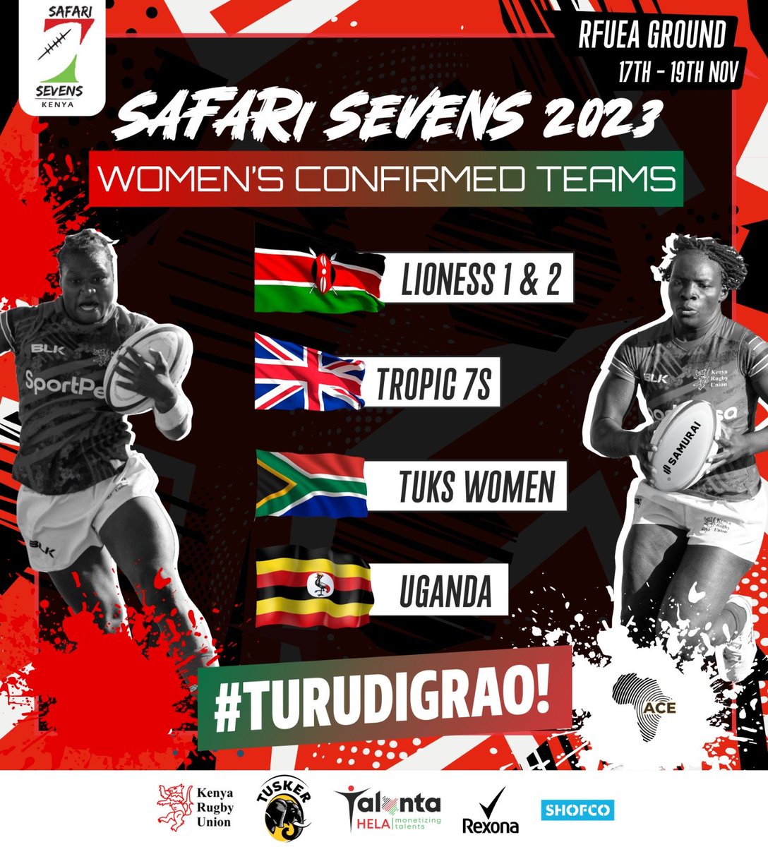 🏉 Update! 🌟 Check out the official line-ups for the Safari 7s! 🦓🏉 Who's ready for an action-packed weekend of rugby? 🎉 #Safari7s #TurudiGrao #TuskerNaRugby #TalantaHela