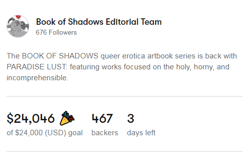 Be not afraid; we come bearing news of great joy! WE'RE FINALLY FUNDED WITH 3 DAYS TO GO 👼👼👼📯📯📯🔥🔥🔥 ✨✨✨Update to come soon, but for now: thank you to everyone who's helped this book come to life and be perceived by the mortal eye! 👁🔥👁