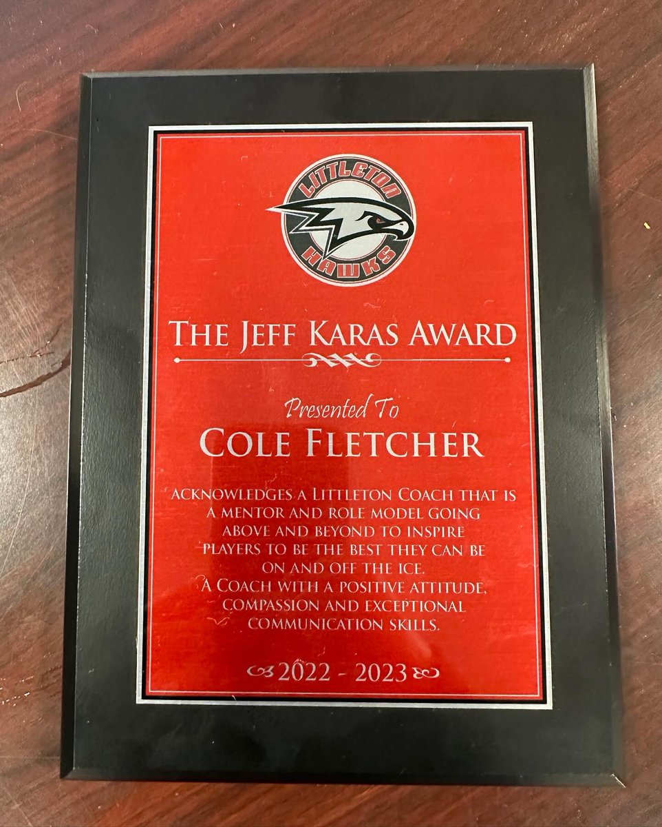 Congratulations coach Cole Fletcher on earning the 2022-2023 Jeff Karas Coach Of The Year Award!