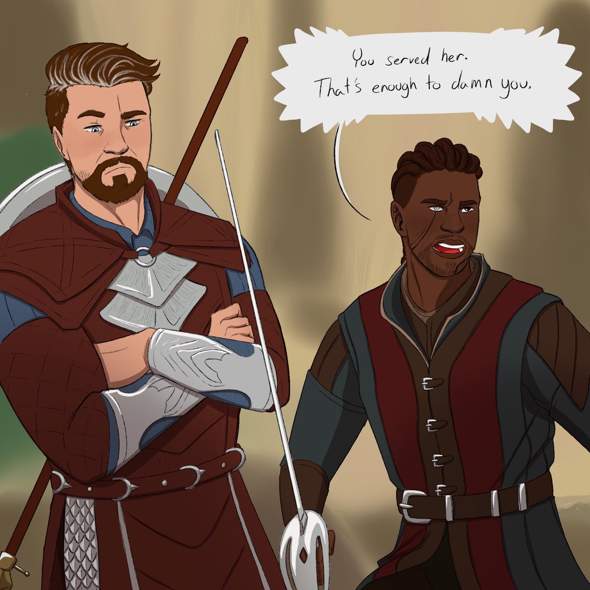 EBareee's tweet photo. I’m not the only one who first saw Karlach and thought ‘puppy’, but that didn’t stop me from addin my own doodle of it. Mark’s too tired for Wyll’s excuse, also fun excuse to practice Karlach in more fun detail~

#bg3 #bg3karlach #bg3wyll #bg3tav #baldursgate3 https://t.co/0ALaSDFZGw