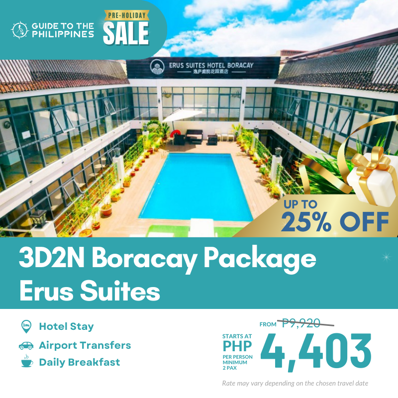 Book this budget-friendly Boracay hotel + transfers package perfect for the holidays!

Inclusions:
💙 3-day stay at Erus Hotel Boracay
☕️ Daily breakfast
🚌 Roundtrip airport transfers

guidetothephilippines.ph/trips-and-expe…