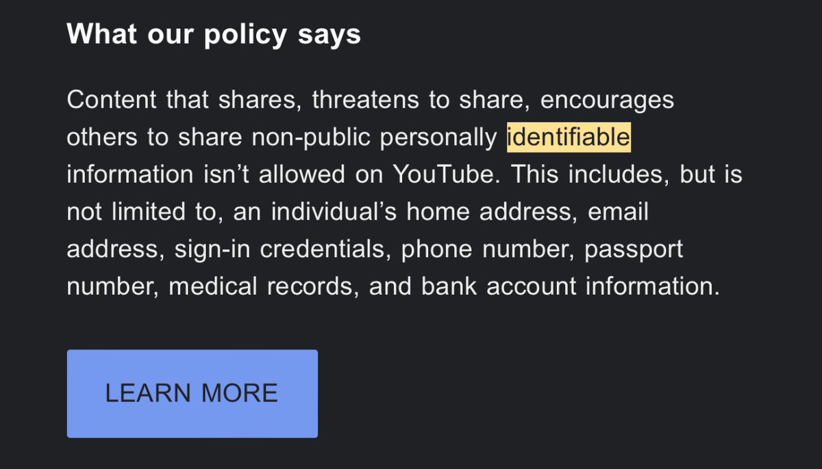 Did <a href="/YouTube/">YouTube</a> just banned every instructional video where people need to enter Personable Identifiable Information?
#PII #Crazy