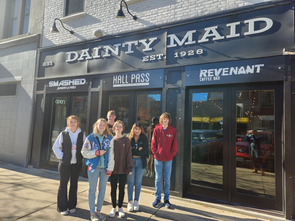MaxeymizedLaker's tweet photo. What a full day of learning in South Bend for the Entrepreneurship Academy.  We networked at Spark Fest, toured the Studebaker 84 Building--hearing the vision, and ate at Dainty Maid, a restaurant incubator #cte #cteworks #Entrepreneurship https://t.co/DfxUm0s9wE