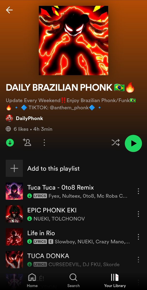 Daily_phonk's tweet photo. Brazilian Phonk/Funk🇧🇷🔥 
Spotify Playlist https://t.co/tzGBWgNZbE