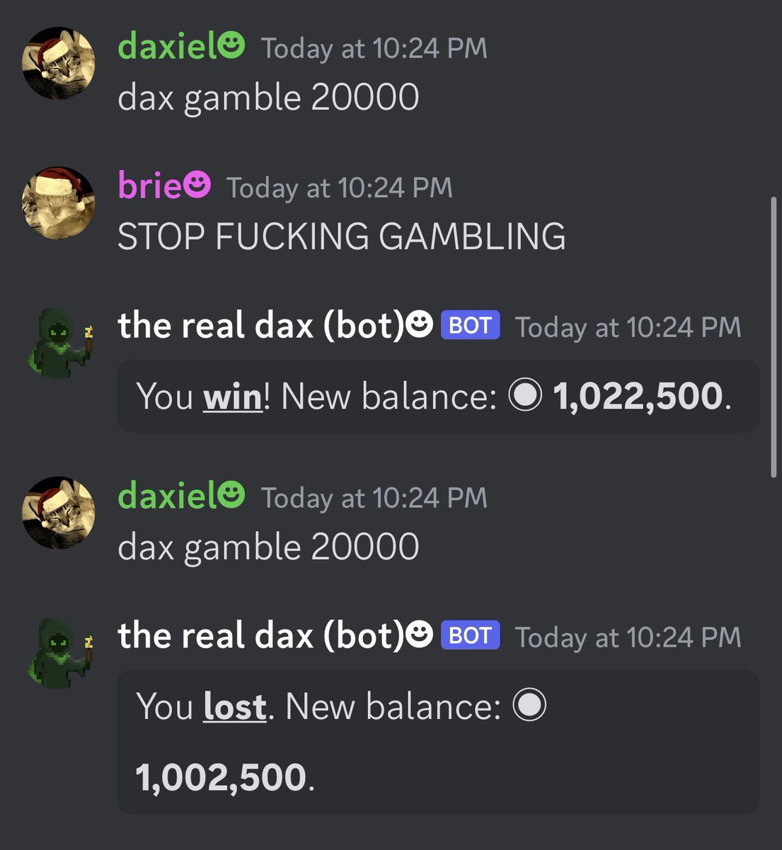 dax_discord's tweet photo. dax bot has gambling!!! (the creator is addicted himself) https://t.co/YjuT6P4quX