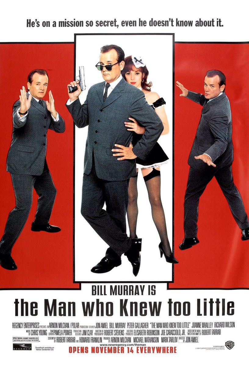 FilmNewsNos's tweet photo. 🎬MOVIE HISTORY: 26 years ago today, November 14, 1997, the movie ‘The Man Who Knew Too Little’ opened in theaters!
#BillMurray #PeterGallagher #JoanneWhalley #AlfredMolina #RichardWilson #GeraldineJames #JohnStanding #AnnaChacellor #NicholasWoodson #SimonChandler https://t.co/GG6EYr9YTS