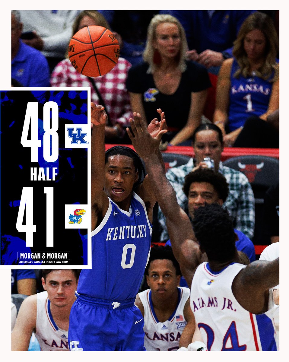Halftime: Kentucky 48, Kansas 41