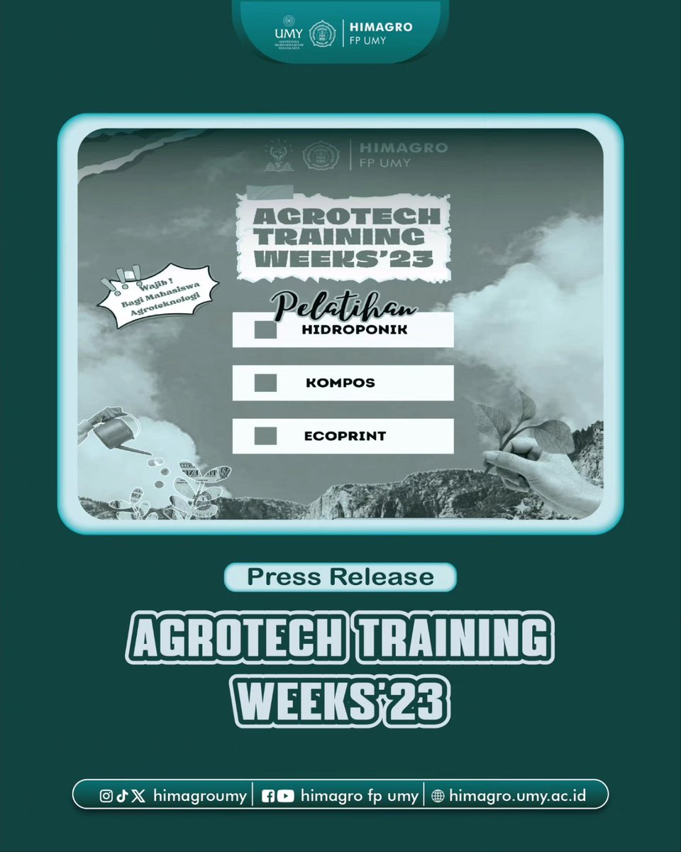 HimagroUMY's tweet photo. 👨🏻‍🌾[AGROTECH TRAINING WEEKS'23]👩🏻‍🌾

Halo Sobat Himagro!👋🏻

Kita intip beberapa keseruan selama kegiatan Agrotech Training Weeks'23 kemarin, yuk!

#himagroumy
#mudaberkarya https://t.co/cx8eqdEn7P