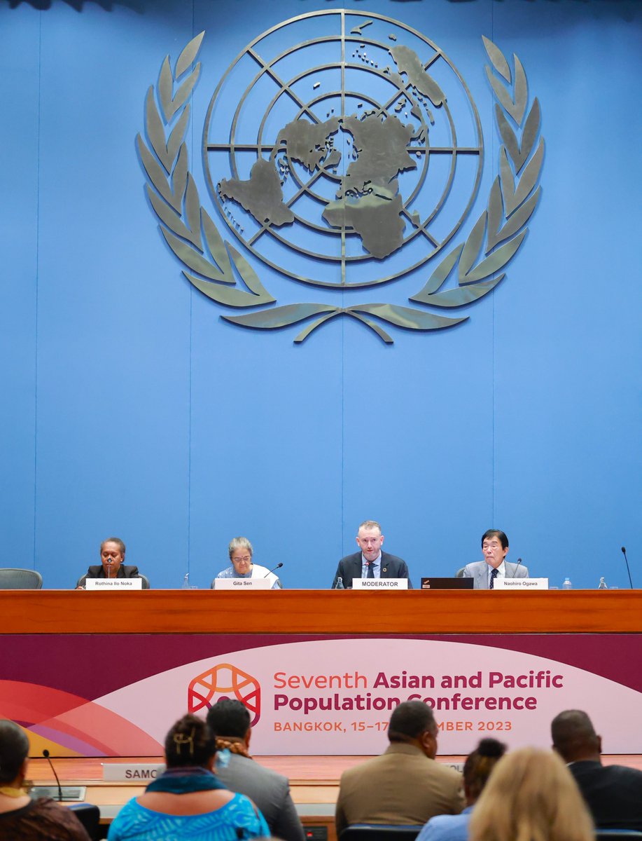 UNFPAAsiaPac's tweet image. The first high-level panel of #APPC with Gita Sen of #India, Naohiro Ogawa of #Japan, and Rothina Ilo Noka of #Vanuatu, and moderated by @PioSmith_UN @UNFPA discussed the issues that remain to be addressed to advance #ICPD in #AsiaPacific.