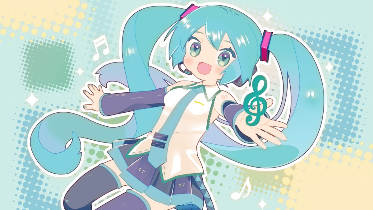 初音ミク「わたしは初音ミクさんを描いています。クリップスタジオと小さいペンタブレットをずっ」|milktea＋のイラスト