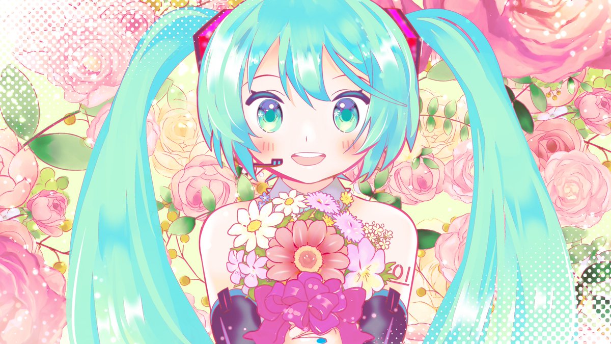 初音ミク「わたしは初音ミクさんを描いています。クリップスタジオと小さいペンタブレットをずっ」|milktea＋のイラスト