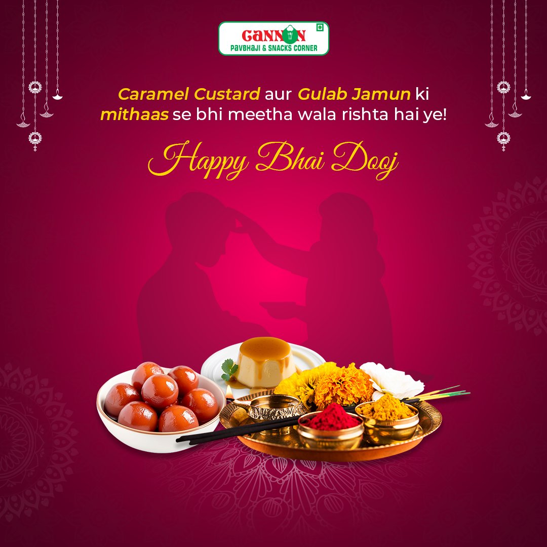 Nothing is sweeter than the bond of a brother & sister. Aur ye bond ko complete karta hai humare mithaas wale desserts. 
#HappyBhaiDooj
.
#Cannon #CannonPavbhaji #Bhaidooj #HappyDiwali #Happybhaidooj #VegDishes #Veg