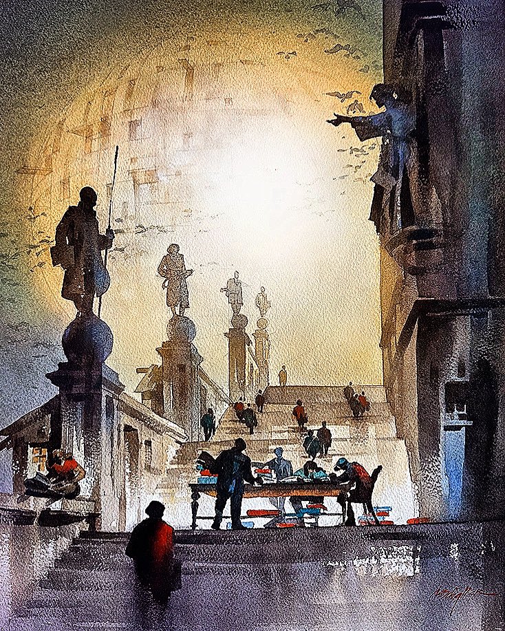 twschaller's tweet image. Planet of Dreams 🌎 
#art #architecture #dreams #imagination #watercolorpainting