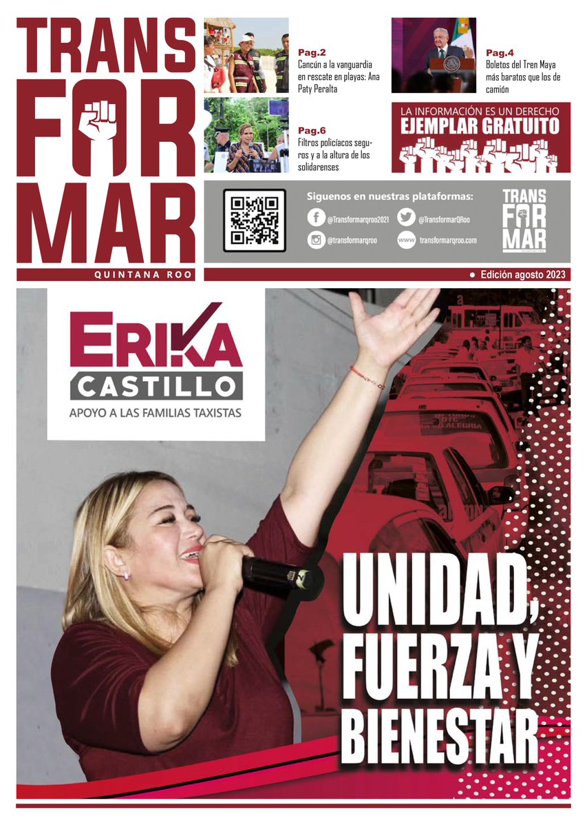 Les presentamos la nueva edición de #TransformarQRoo. Encontrarán un reportaje exclusivo con la ex Diputada Local y actualmente candidata para obtener la Sria. Gral. del Sindicato de Taxistas Andrés #QRoo, <a href="/_ErikaCastillo/">Erika Castillo Acosta</a> 
¡Descarga nuestra edición aquí!
drive.google.com/file/d/17NZG4P…