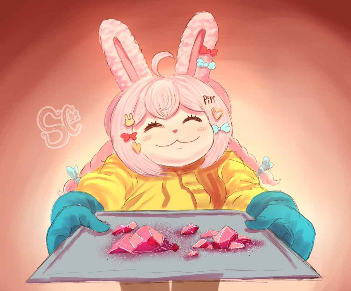 Snorpious's tweet photo. Pippa cooking pink rocks in her room-- the stream! :D

#MMOARTPG https://t.co/LcV6Sjov0I