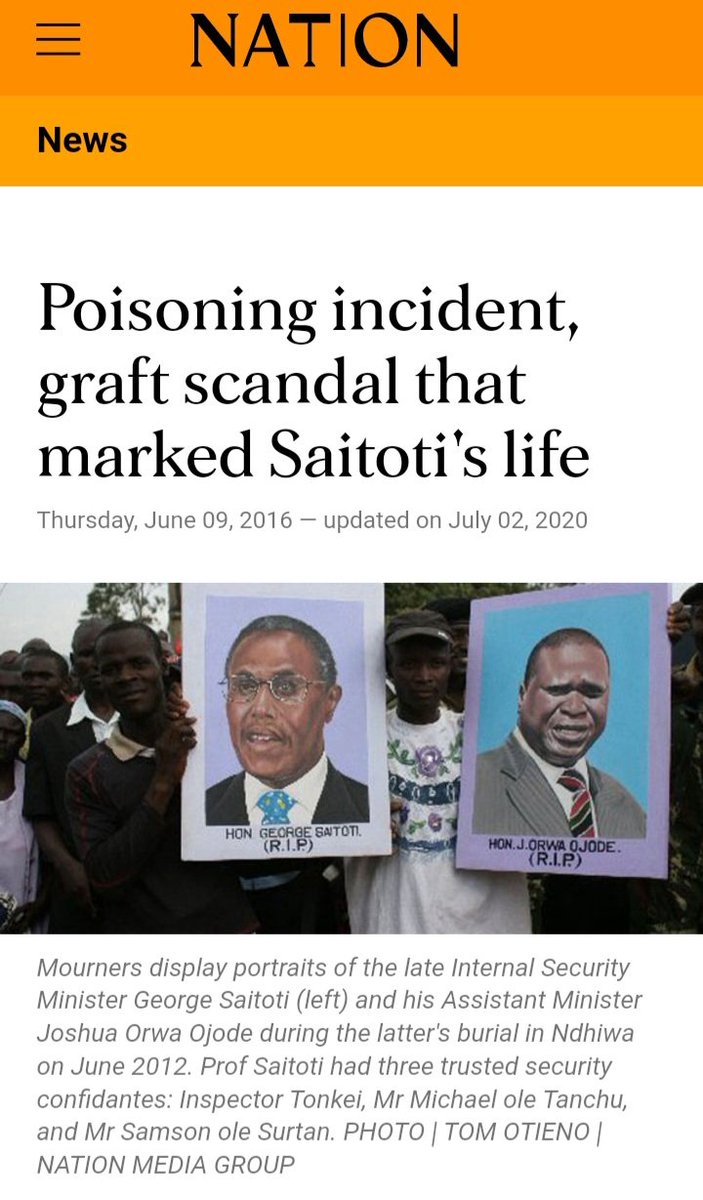 ASSASSINS POISONED KENYA'S VICE-PRESIDENT GEORGE SAITOTI

Nation Media Group 
February 12, 2023
By John Kamau

Some 33 years ago tomorrow — on the afternoon of February 13, 1990 — assassins finally caught up with Kenya’s Vice-president George Saitoti. The previous night, Foreign