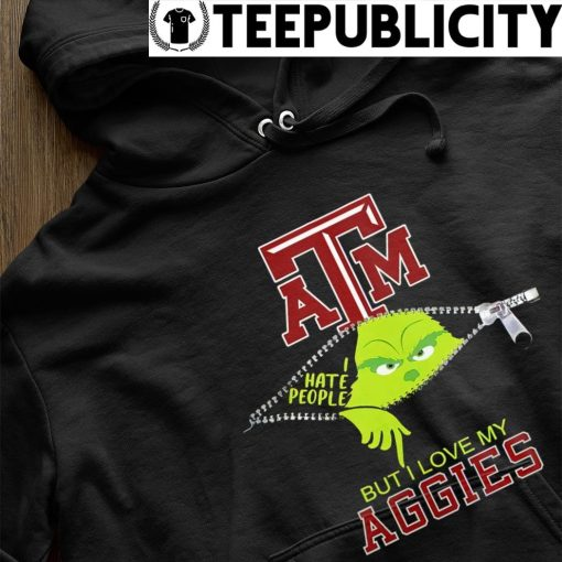 teepublicity.com/product/grinch… 
Grinch Zipper I hate people but I love my Texas A and M Aggies logo t-shirt
#tee #shirt #Teepublicity #TexasAMAggies #Grinch