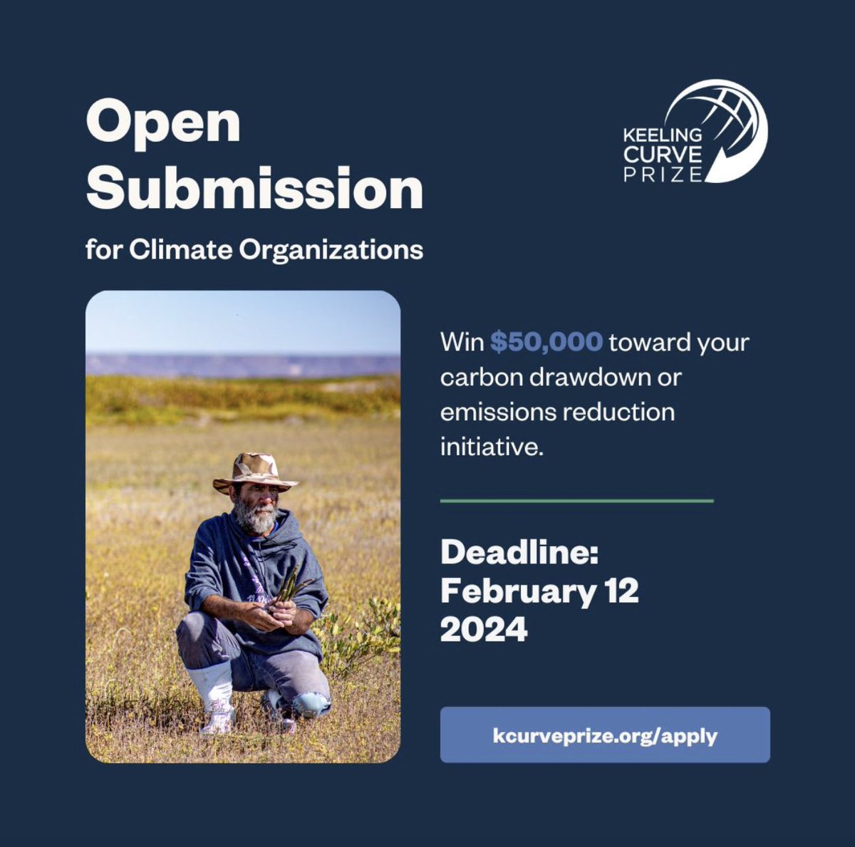 startups 📣 🌍

The #2024KeelingCurvePrize application is now open.The Keeling Curve Prize awards $50K each to 10 of the world’s best climate innovations across 5 categories:energy,finance, carbon sinks,social & cultural pathways,etc 

Apply: kcurveprize.org/apply