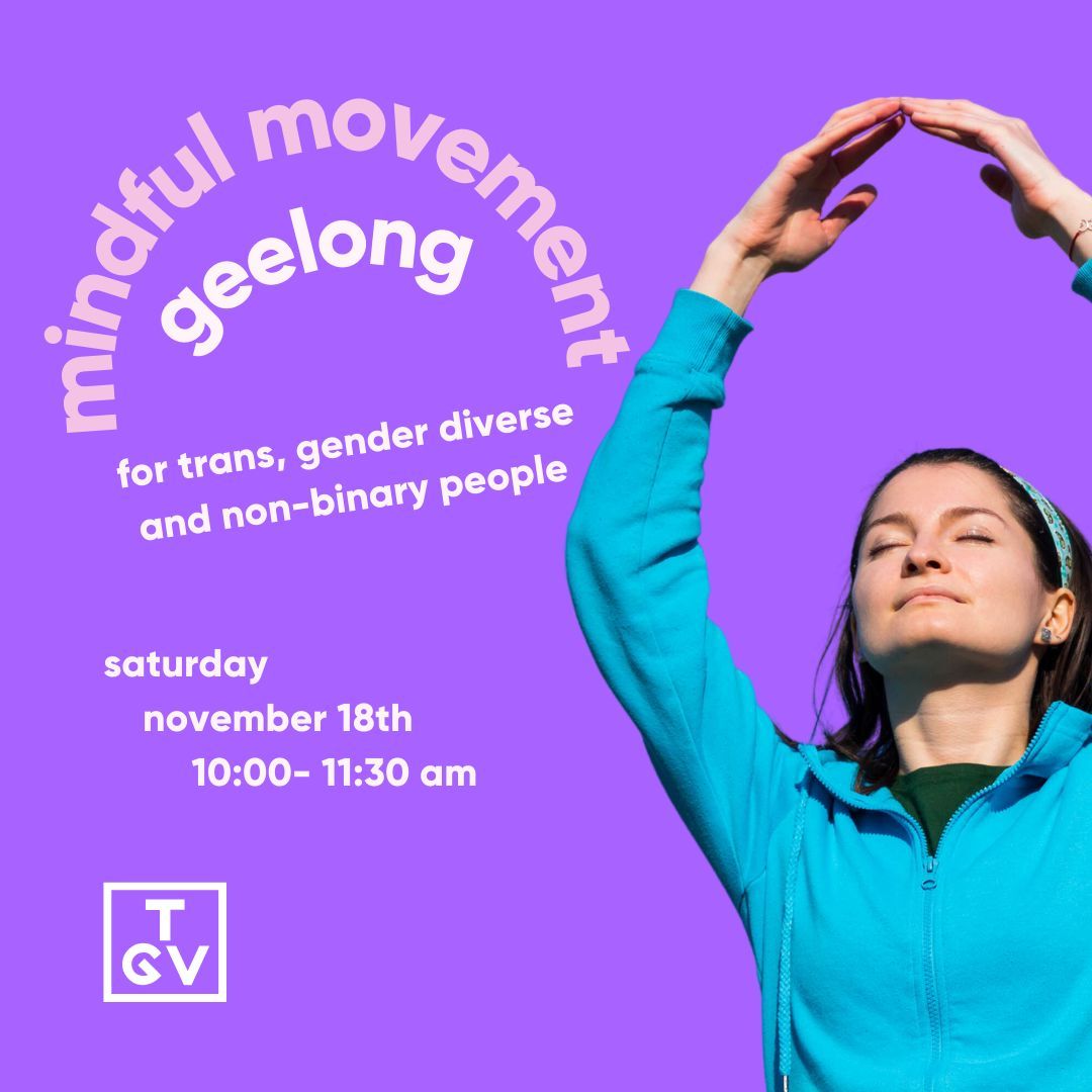 GEELONG FOLKS — ON THIS WEEKEND! 

🐌 Mindful Movement Geelong • Workshop for Trans, Gender Diverse and Non-Binary People 🐌

Saturday 18th of November, 10 - 11:30 AM, Geelong

REGISTER NOW — events.humanitix.com/mindful-moveme…