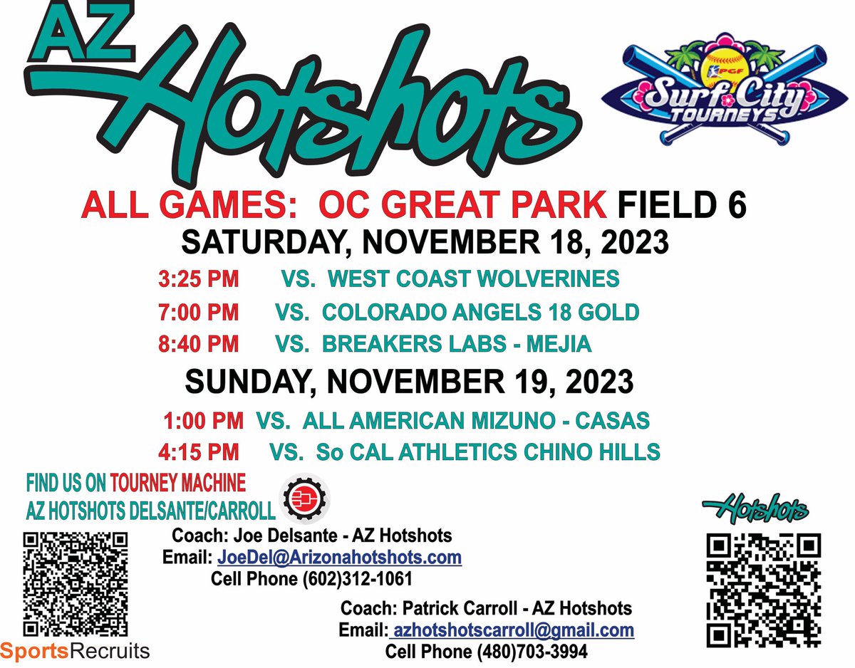 Early Thanksgiving Showcase schedule for this weekend! Always love being back in Cali 🌴🌊 @SunilSunderRaj3 <a href="/TopPreps/">AI SEARCH - TOP PREPS AI SPORTS SEARCH ENGINE</a> <a href="/CoastRecruits/">Coast 2 Coast Recruits</a> <a href="/SBRRetweets/">Softball Recruiting Reposts</a> <a href="/hotshotscarroll/">AZ Hotshots Delsante 18u National</a>