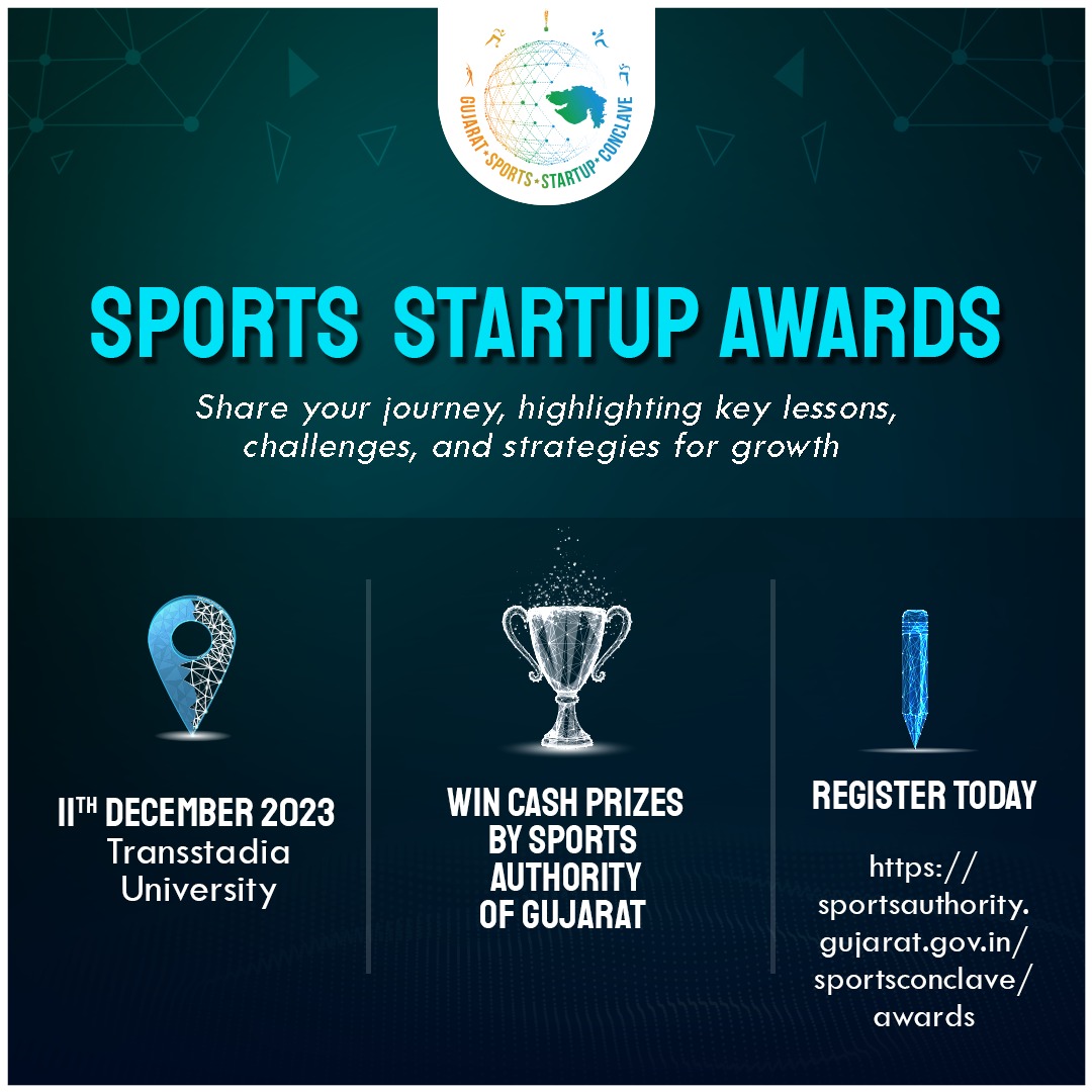 Fuel your sports startup's journey to success! Register now for the prestigious awards at the Gujarat Sports Startup Conclave and claim your place among industry trailblazers: sportsauthority.gujarat.gov.in/sportsconclave… #gujaratsportsstartupconclave #VibrantGujarat #sportsstartup