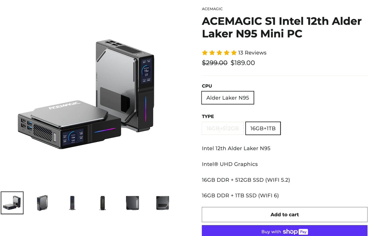 ACEMAGIC S1 Intel 12th Alder Laker N95 Mini PC