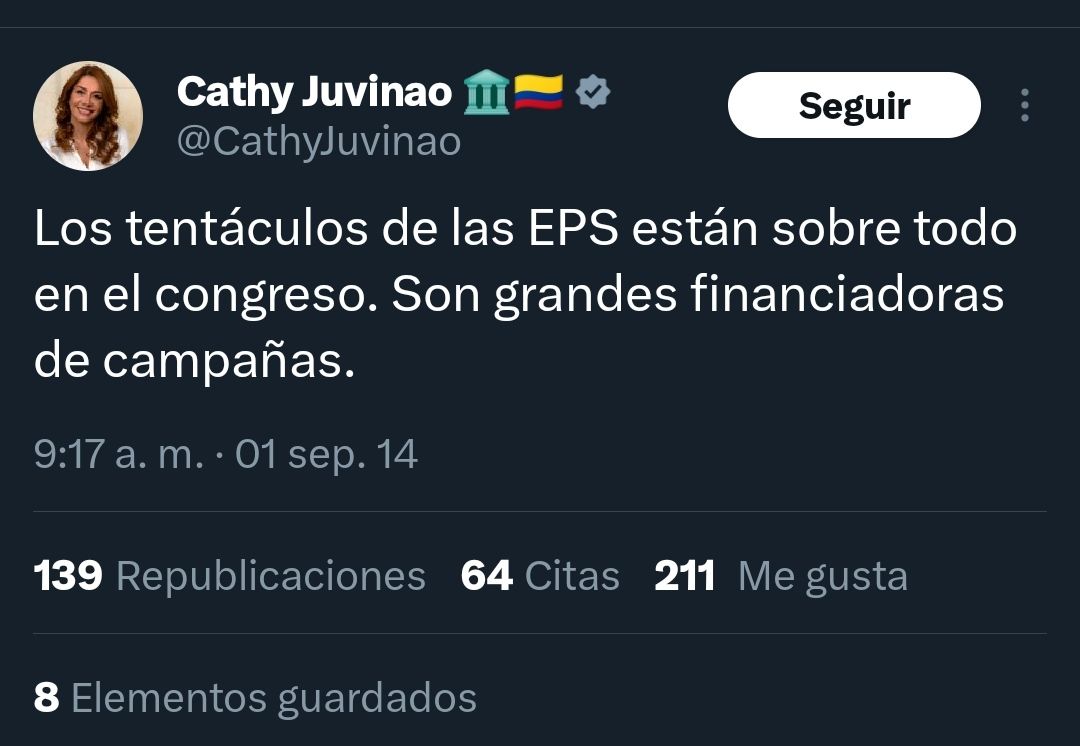 ManuelZamudioA's tweet photo. ¿Cuándo Juvinao dice que están dando plata y puestos a los congresistas, se refiere a esto? ¿Lo que decía hace algunos años, que los tentáculos de las EPS son financiadores de ellos? #SiempreHayUnTrino https://t.co/N15lVE7f1Y