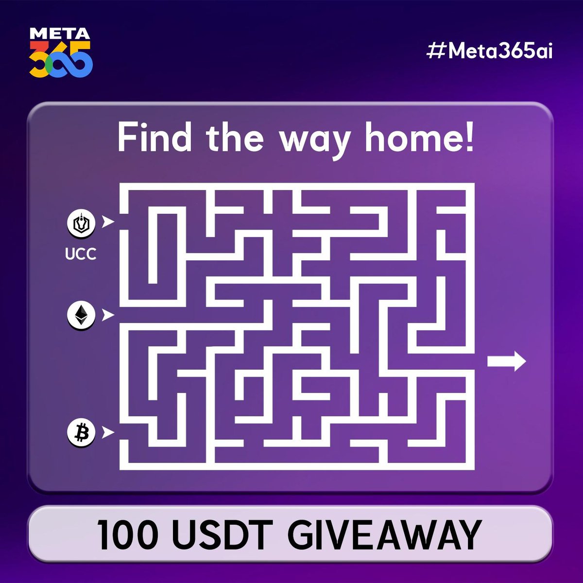 🚨 $100 GIVEAWAY Which coin will find its way home? ✅ Follow @Meta365Ai ✅ RT & tag 3 friends using #UCC 🎁 5 lucky winners will each receive 20 $USDT!