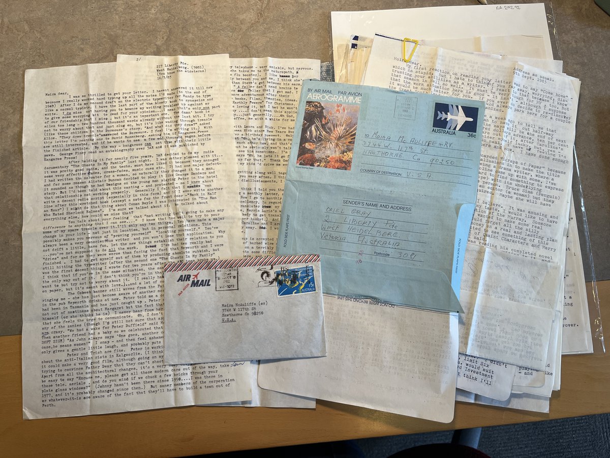 I appreciate that the Australian writer Oriel Gray's friends Norma Andresen and Moira McAuliffe gave SLNSW and SLV the letters they received from her over three decades – the 1980s, 1990s and 2000s. I wonder if other correspondents, or their families, have saved her letters.