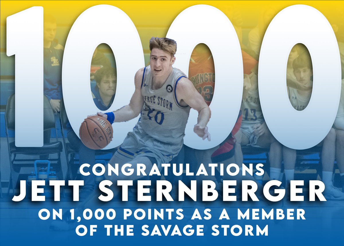 Congrats to Jett Sternberger on his 1,000th point as a member of @SavageStormMBB He is currently eighth in career scoring among active NCAA DII players with 1,533 points across his entire career.