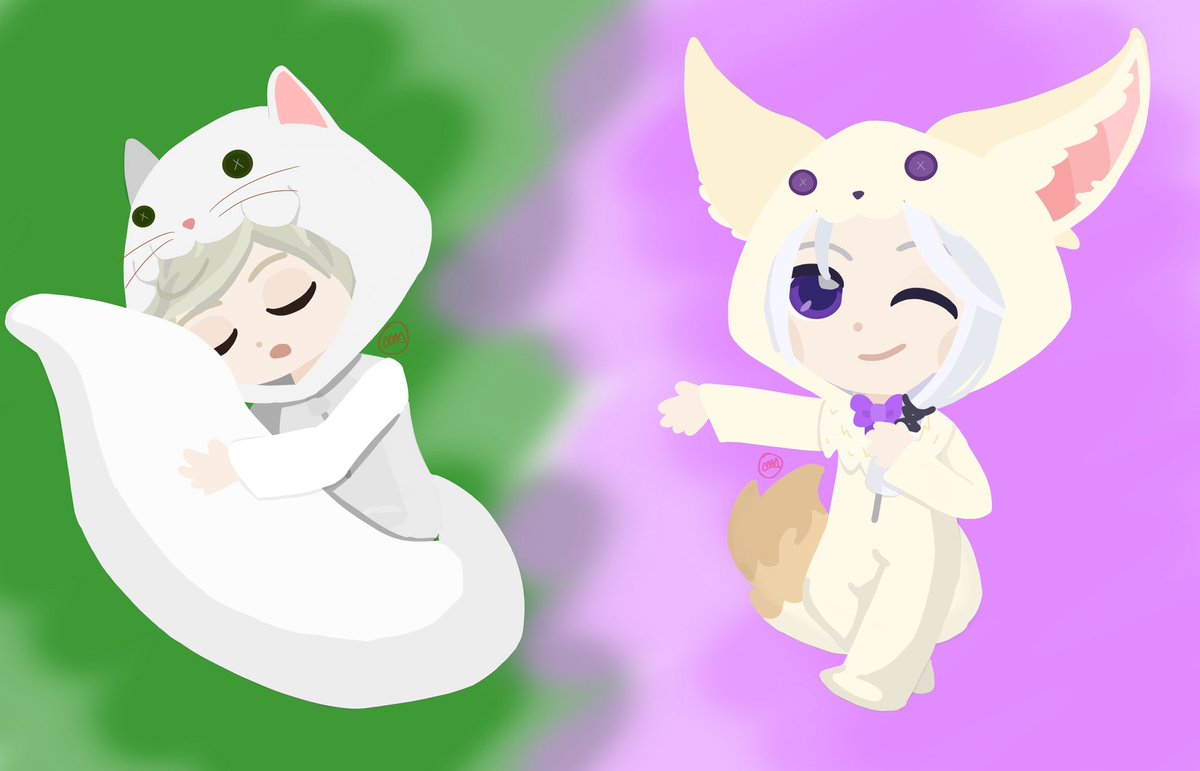 Star_to955's tweet photo. One last submission (probably) for #CoD_Mini_Design! I love drawing these onesies, but sadly I do not have time to do all of them :(
I thought it would be a crime to not draw Lynt sleeping in his so I did Fenn’s too, to finish the S ranks.
#CourtofDarkness https://t.co/WuBQd1ygi3