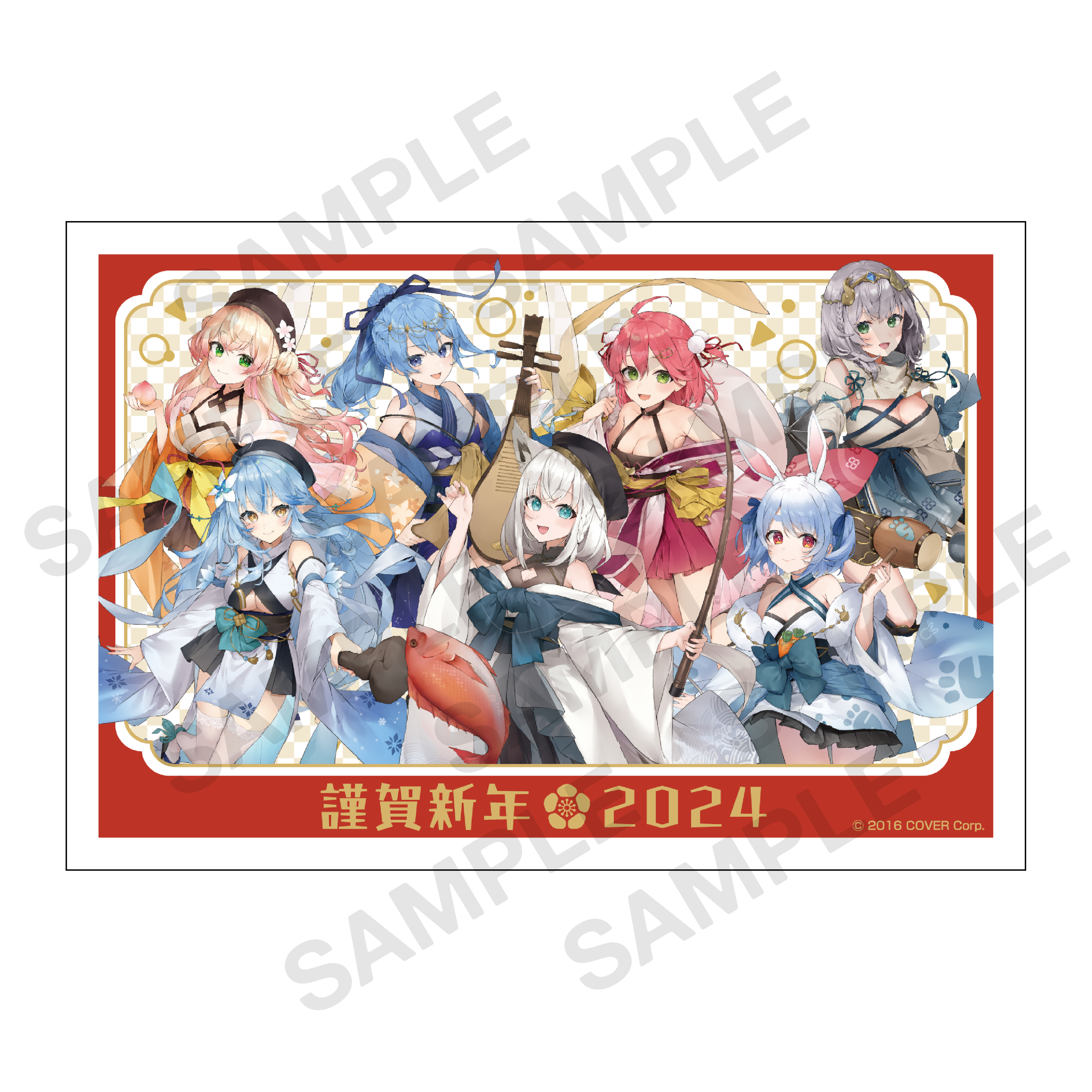 新品 ホロライブ×郵便局 2024年 ミニ色紙風カードBOX全8枚 全8種