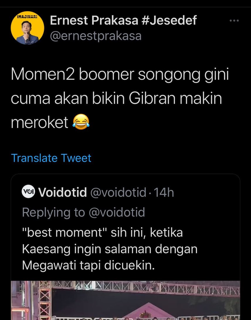 Tolong orang ini dikondisikan <a href="/ernestprakasa/">Ernest Prakasa</a> 

cc <a href="/PDI_Perjuangan/">PDI Perjuangan</a>