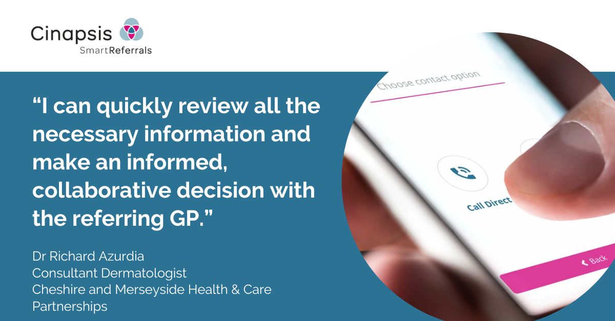 “I can quickly review all the necessary information and make an informed, collaborative decision with the referring GP.” 🗣️ Dermatologist Dr Richard Azurdia @LivHospitals notes how collaborating with other #NHS clinicians is improving treatment 🚀 rb.gy/sxtfgb