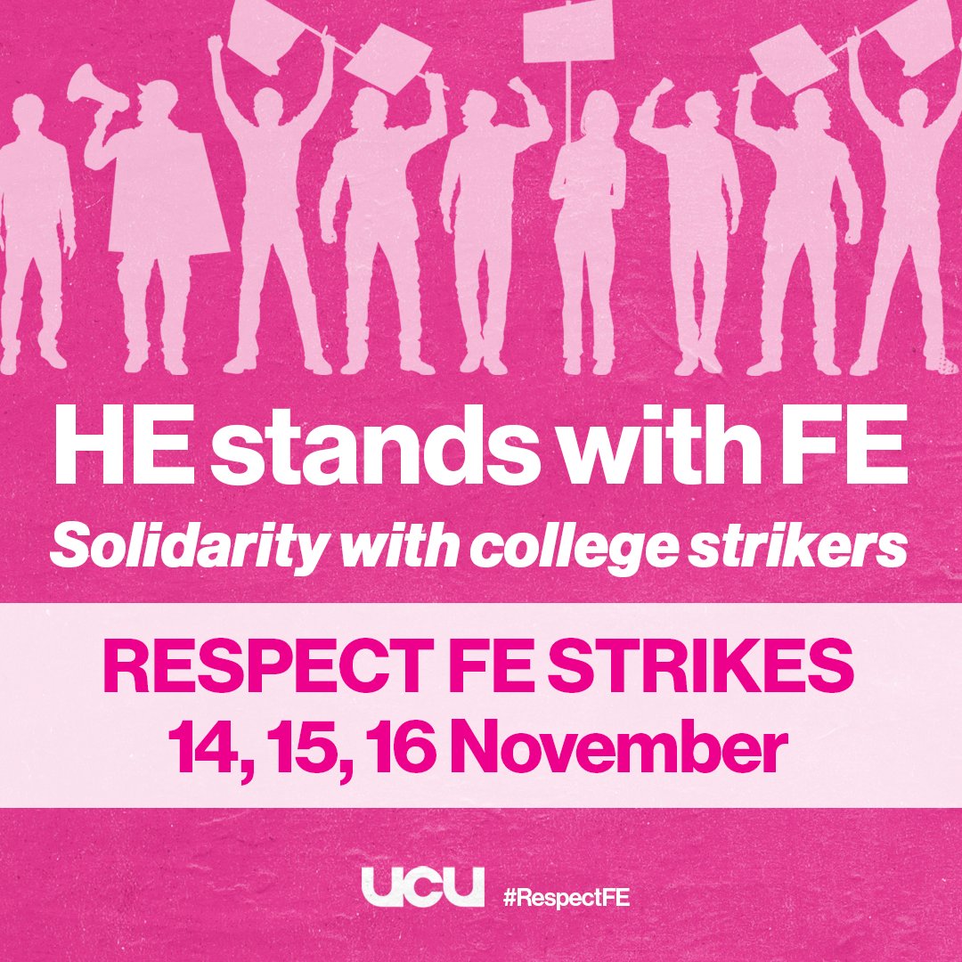 🚨UCU higher education members 🚨

Show your further education comrades some solidarity and share this message

It's time for fair pay. It's time for action on workloads. It's time to #RespectFE