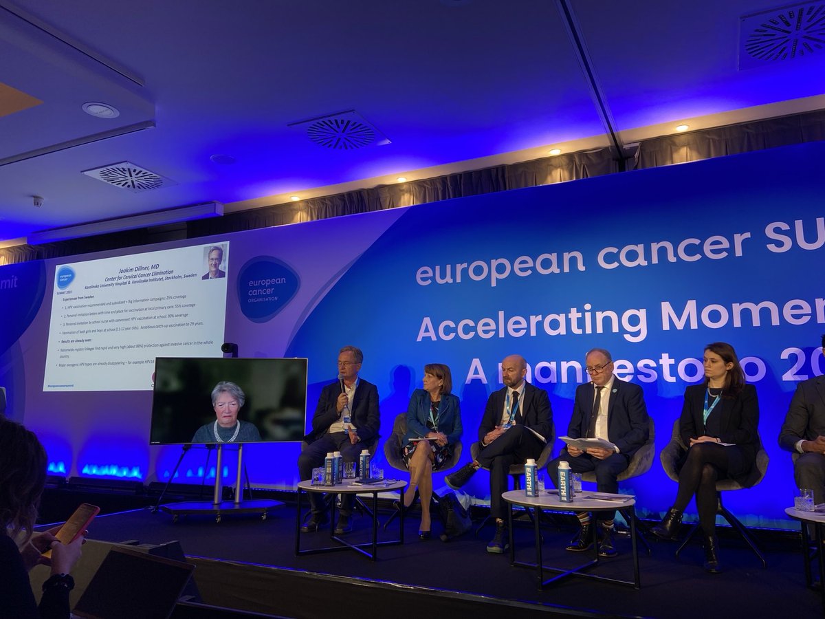 Prof Dillner is sharing the experience of #Sweden: a comprehensive #HPV vaccination and cervical #cancer screening strategy that has led to significant results to date. Sweden could eliminate cervical cancer as early as 2027 ⁦@karolinskainst⁩ ⁦#europeancancersummit