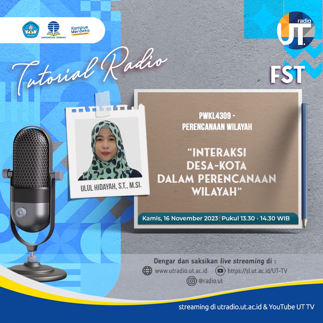UnivTerbuka's tweet photo. Kamis, 16 Nov'23 pkl 13.30-14.30 WIB, UT Radio https://t.co/Tryu6mtOaf menyiarkan #TutorialRadio FST tentang "Interaksi Desa-Kota dalam Perencanaan Wilayah".
Saksikan jg di UT TV https://t.co/dWrAMntnO7
Bertanya ke DM IG @ radio.ut
#UniversitasTerbuka #KuliahOnline https://t.co/SbftBYvTeo