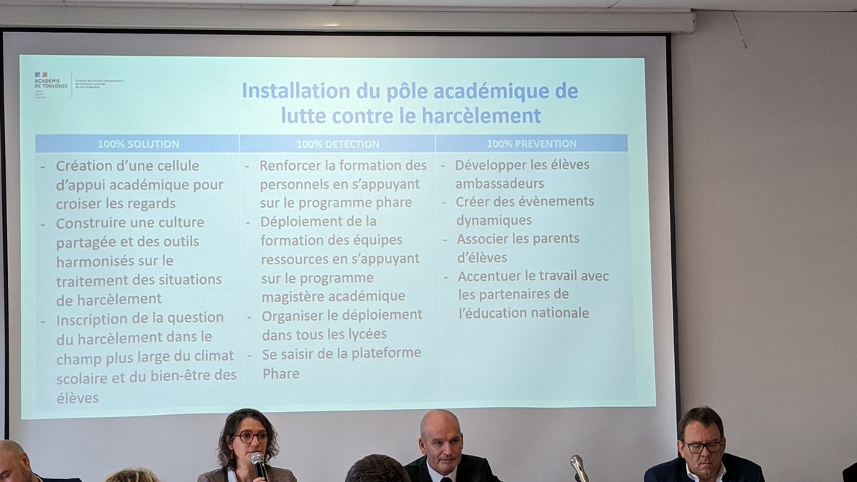 Mise en place par M. le recteur <a href="/MostafaFourar/">Mostafa Fourar</a>  d'un pôle académique #NAH dans l'<a href="/actoulouse/">Académie de Toulouse</a>. M. <a href="/LeNormandCyril1/">Le Normand Cyril</a> DASEN et Mme <a href="/seguignes/">SEGUIGNES Cindie</a> <a href="/DSDEN82/">DSDEN 82</a> ont présenté aux Perdir les 3 objectifs : 
🎯100% solution
🎯100% détection
🎯100% prévention