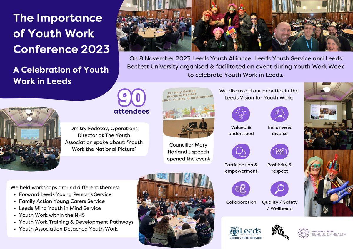 This time last week we celebrated the importance of youth work with so many inspiring passionate organisations, staff and students in the room! Read about it here barca-leeds.org/news/YWW23. 
#YouthWorkWorks
#LeedsYouthAlliance
#LeedsYouthService
@leedsbeckett